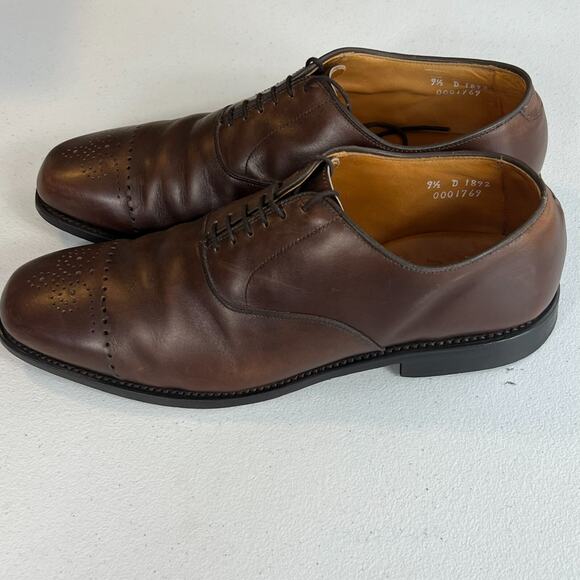 Allen Edmonds Dress Shoes Mens 9.5D Dryden Brown Leather Cap Toe Brogue Oxfords main image 9